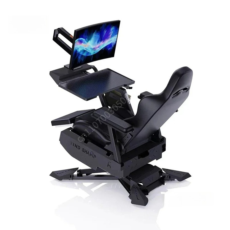 Monitor Stand - Verstelbare gaming-station cockpit, geïntegreerde ergonomische computerbureaustoel