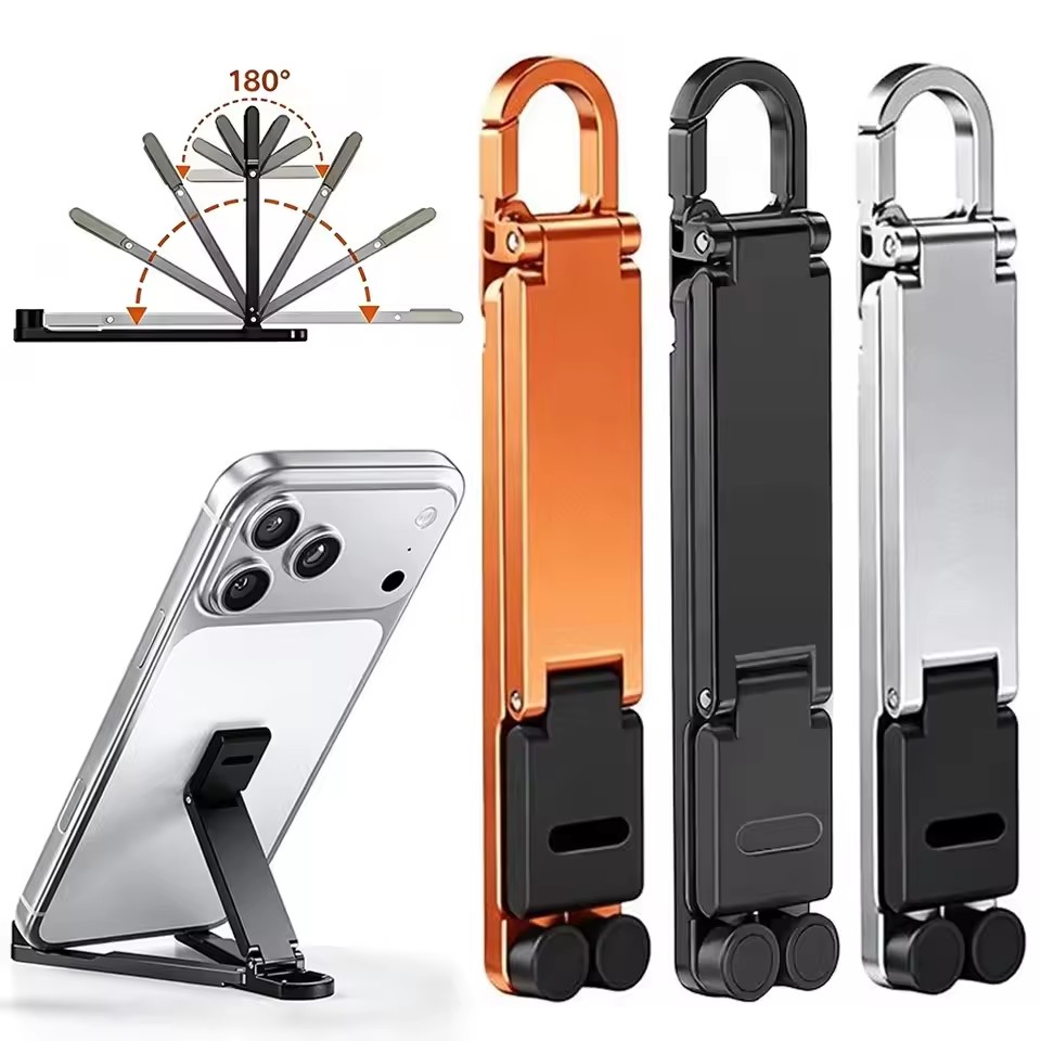 Standing Desk - Mini-sleutelhanger, opvouwbare telefoonhouder met clip, draagbare,
