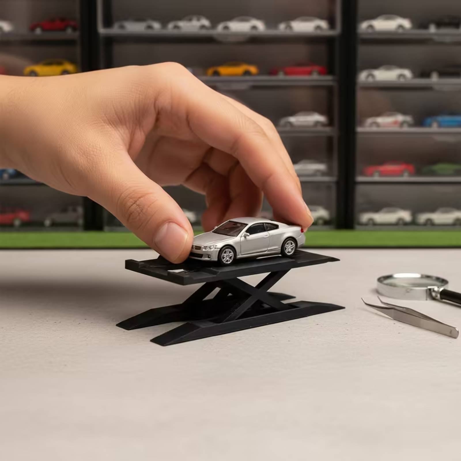 Standing Desk - Modelauto-displayrek Dubbelwandig Modelauto-displaystandaard Zwart Compact voor