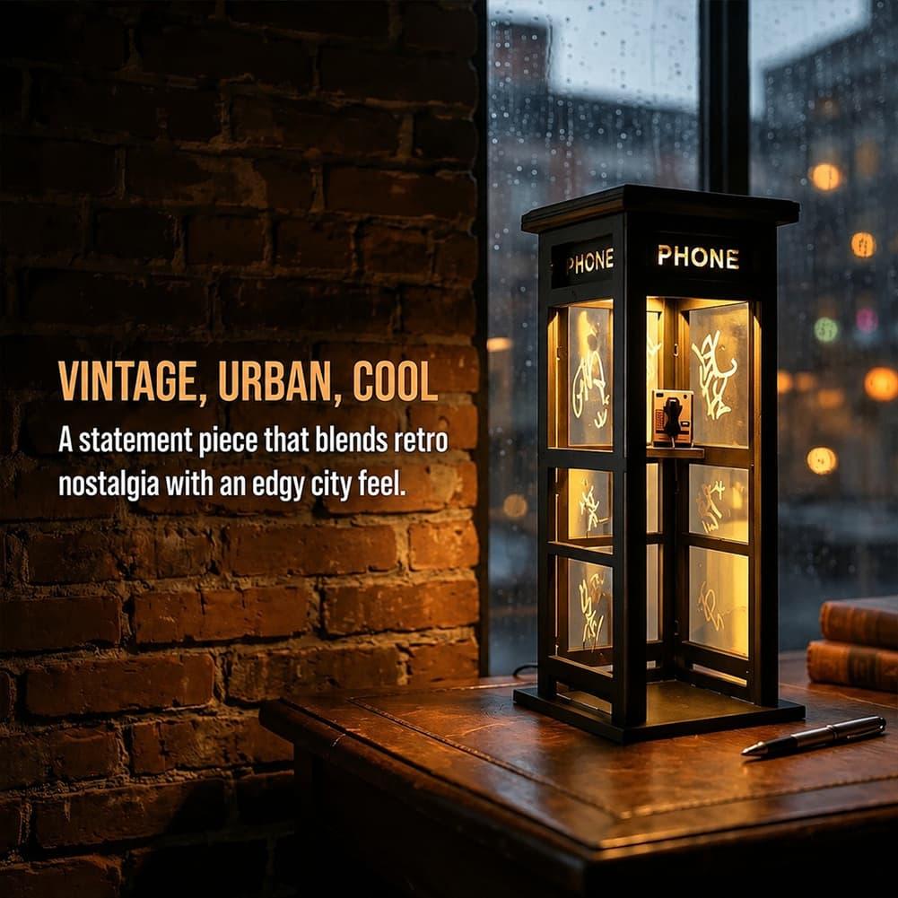 Office Furniture Brands - Retro Vintage Telefooncel Nachtlampje Industriële Stijl
