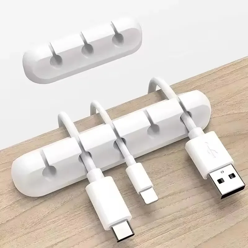 Desk Organizer - Siliconen USB-kabelorganizer, USB-oplaadkabeloproller, desktop-organisatieclips, kabelhouder voor
