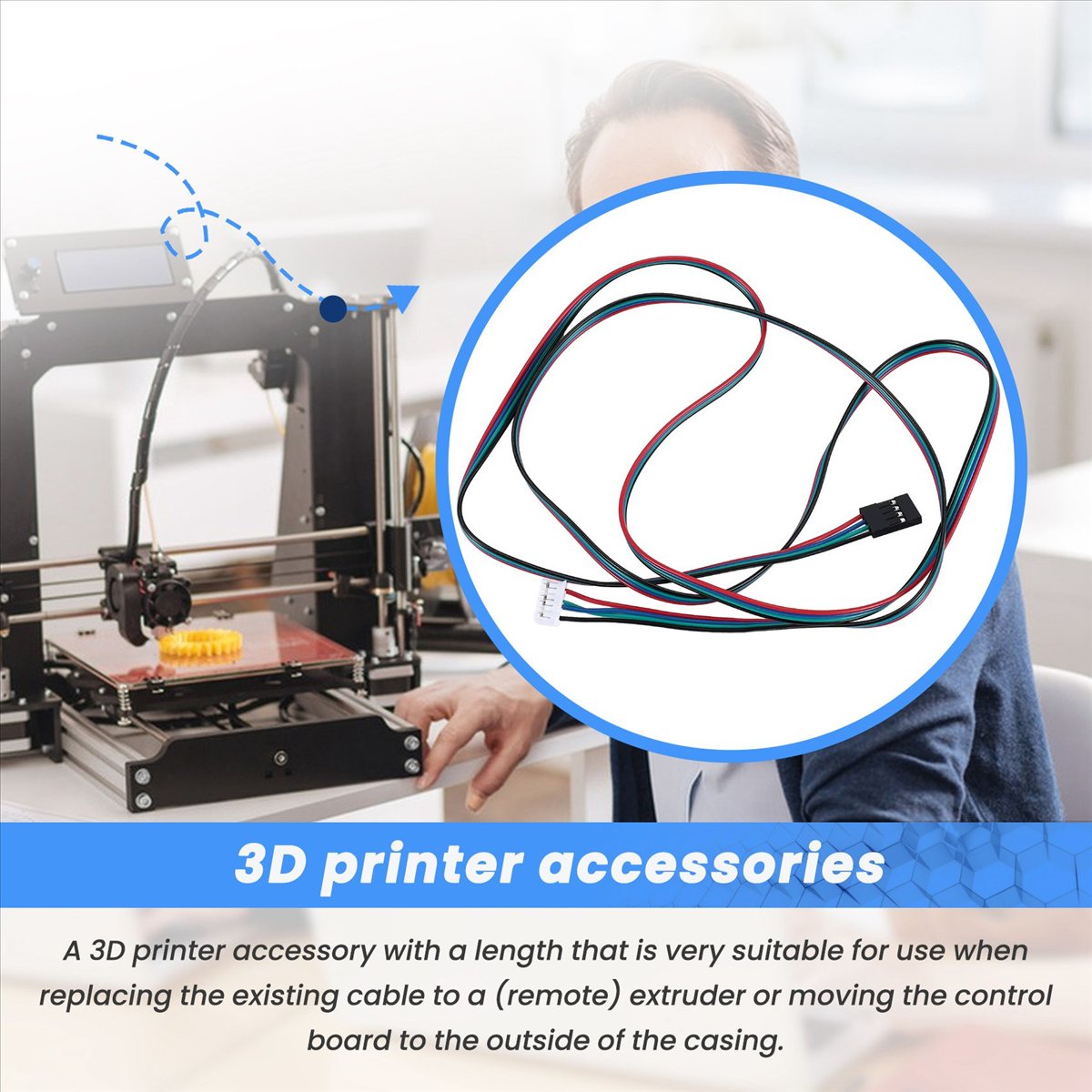 Printer Stand - DT193~Verlengde NEMA 17 stappenmotorkabel 1M lang