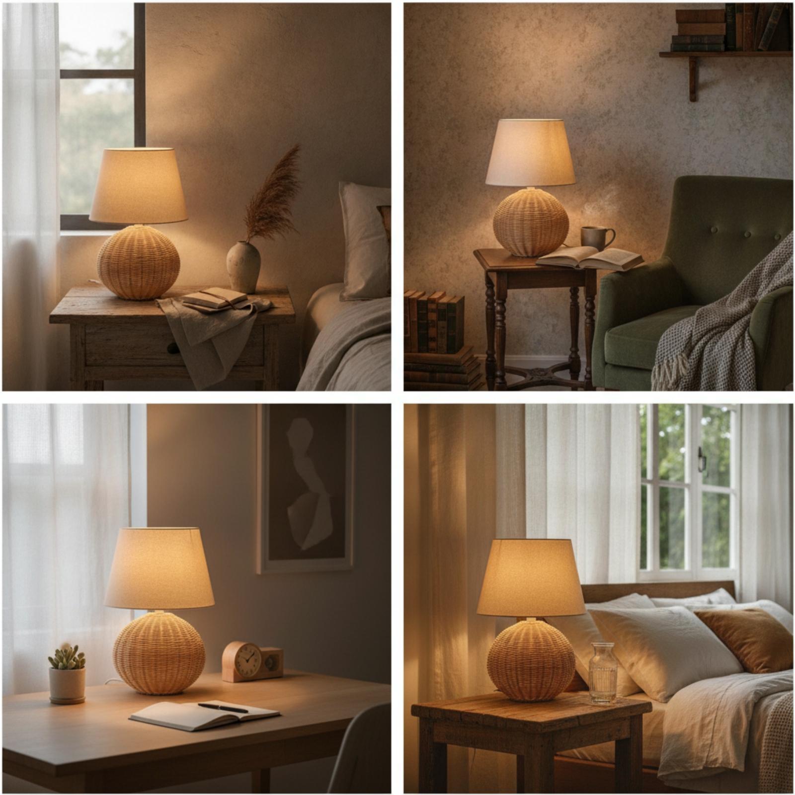Bedlampje met rotan voet en st - Desk Lamp recensie en prijs